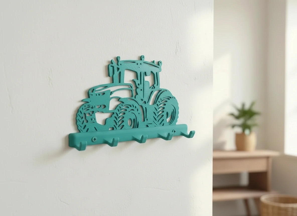 Suport Chei Organizator Perete cu Design Tractor - culoare Albastru verzui, imprimare 3D Vibecraft
