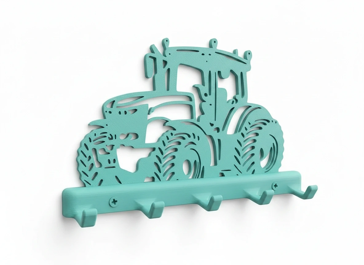 Suport Chei Organizator Perete cu Design Tractor - culoare Albastru verzui, imprimare 3D Vibecraft