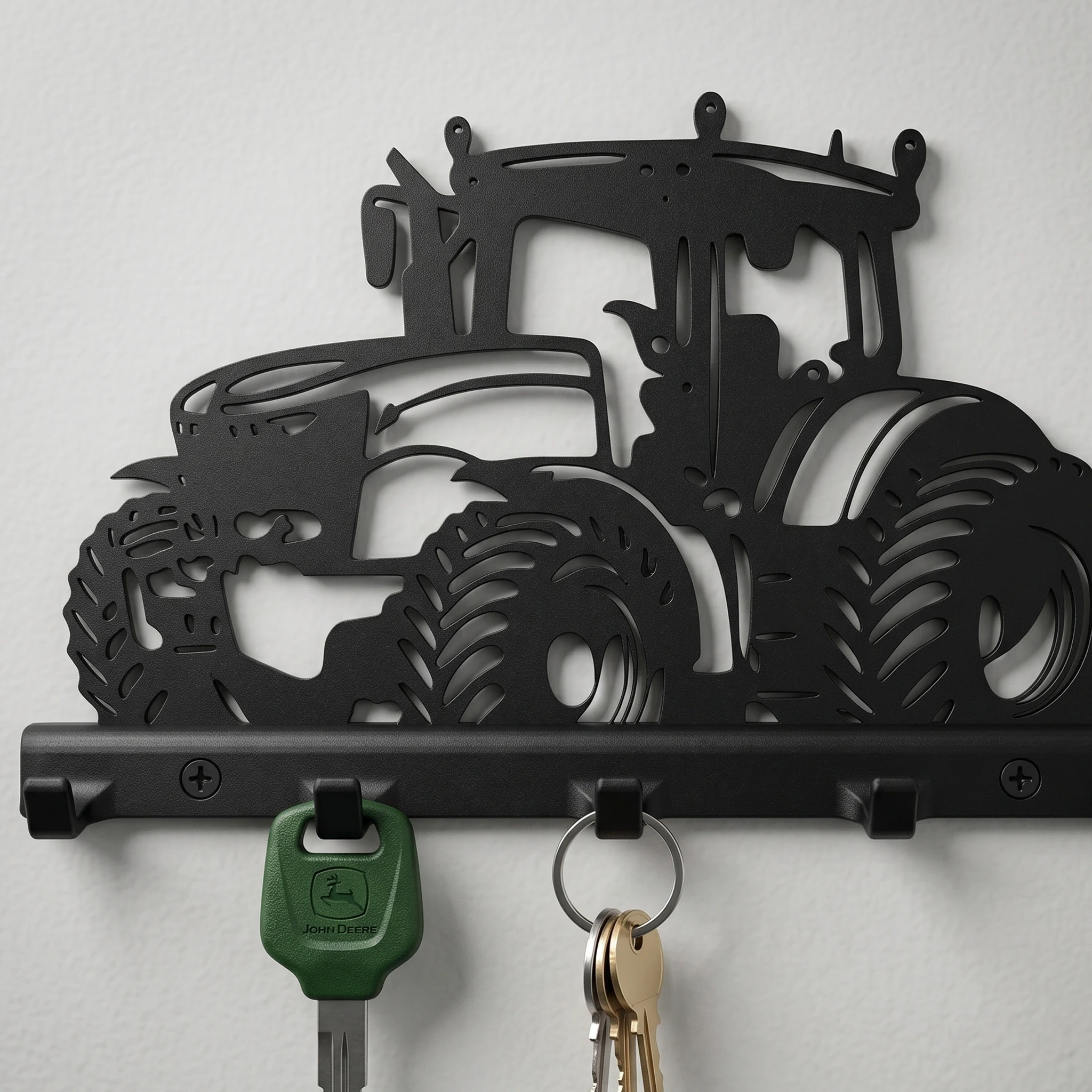 Suport Chei Organizator Perete cu Design Tractor - culoare white scene, produs imprimat 3D Vibecraft