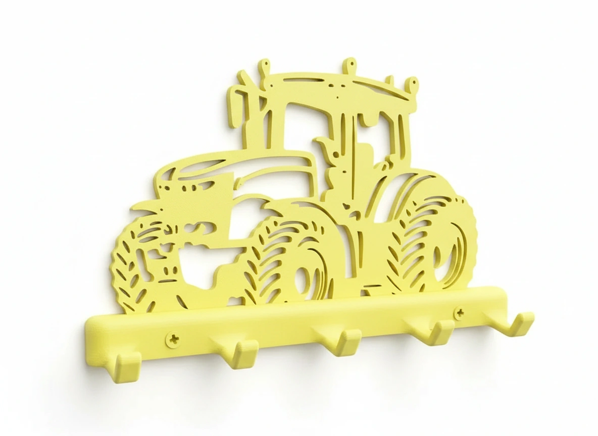 Suport Chei Organizator Perete cu Design Tractor - culoare Galben, imprimare 3D Vibecraft