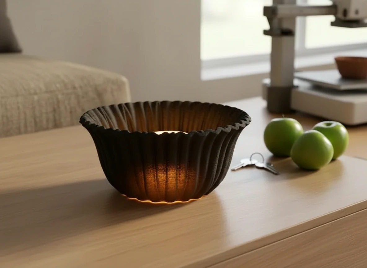Bol Decorativ Imprimat 3D cu Textură Reliefată, Stil Modern - culoare black studio, produs imprimat 3D Vibecraft