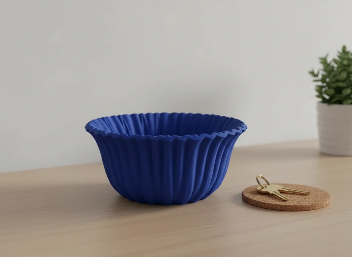 Bol Decorativ Imprimat 3D cu Textură Reliefată, Stil Modern - culoare Albastru, imprimare 3D Vibecraft