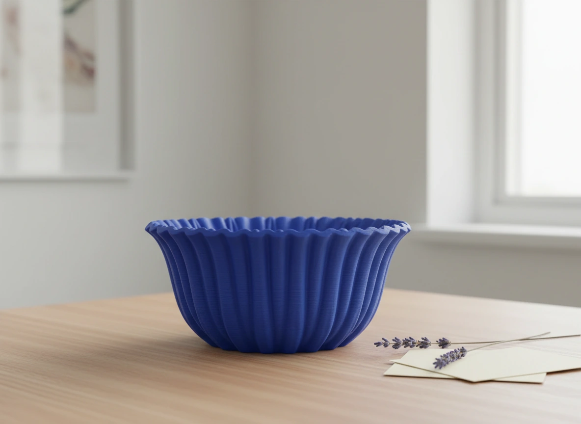 Bol Decorativ Imprimat 3D cu Textură Reliefată, Stil Modern - culoare Albastru, imprimare 3D Vibecraft