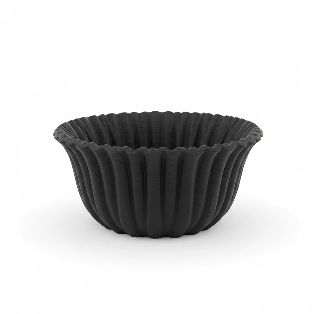 Bol Decorativ Imprimat 3D cu Textură Reliefată, Stil Modern - Negru compozit mat, imprimare 3D Vibecraft