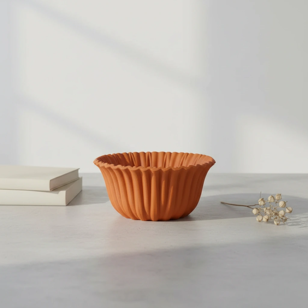 Bol Decorativ Imprimat 3D cu Textură Reliefată, Stil Modern - Orange compozit mat, imprimare 3D Vibecraft