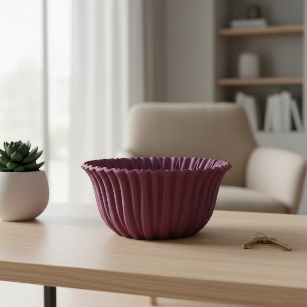Bol Decorativ Imprimat 3D cu Textură Reliefată, Stil Modern - Purple red compozit mat, imprimare 3D Vibecraft