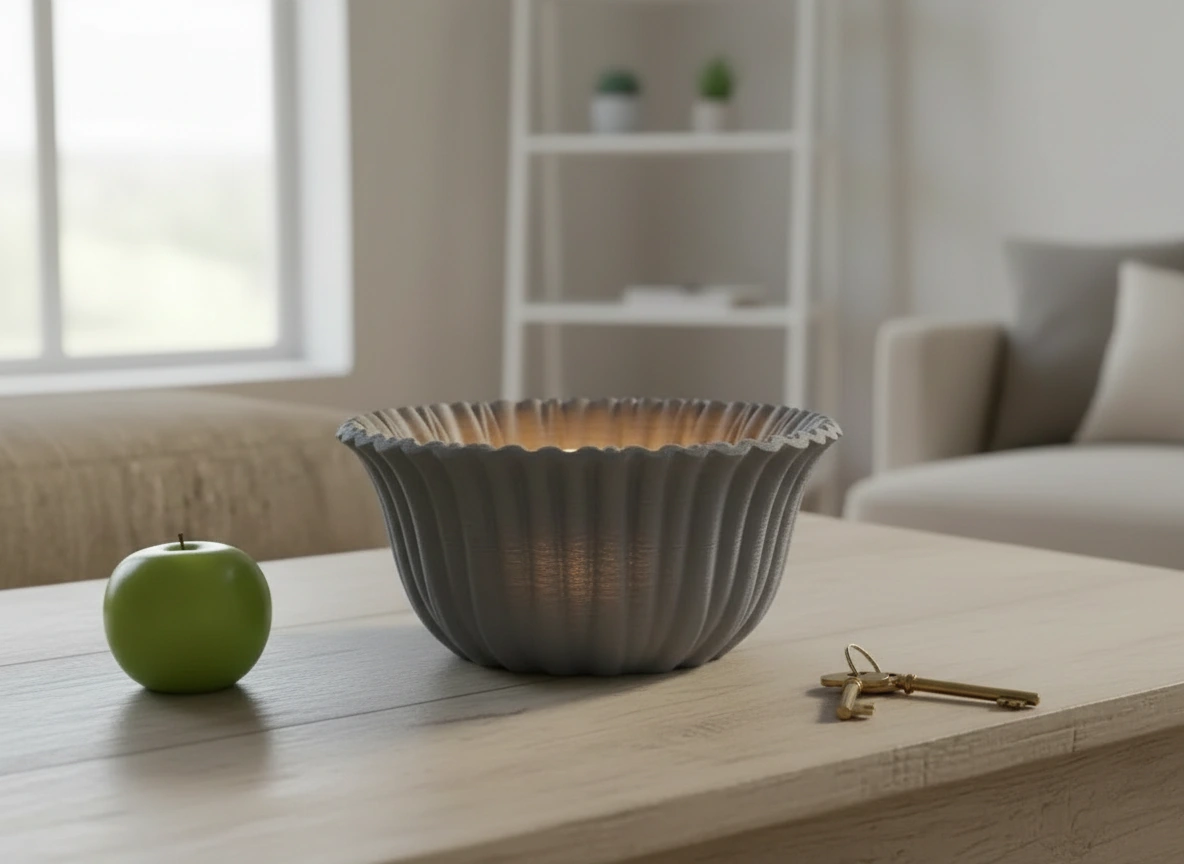 Bol Decorativ Imprimat 3D cu Textură Reliefată, Stil Modern - culoare Gri, imprimare 3D Vibecraft