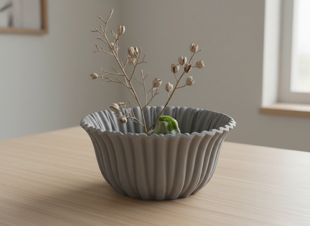 Bol Decorativ Imprimat 3D cu Textură Reliefată, Stil Modern - culoare Gri, imprimare 3D Vibecraft