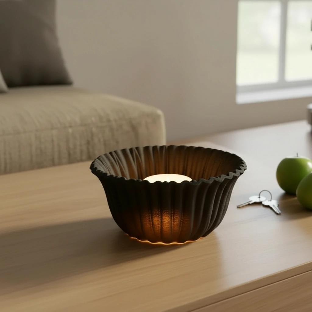 Bol Decorativ Imprimat 3D cu Textură Reliefată, Stil Modern - culoare Verde, imprimare 3D Vibecraft