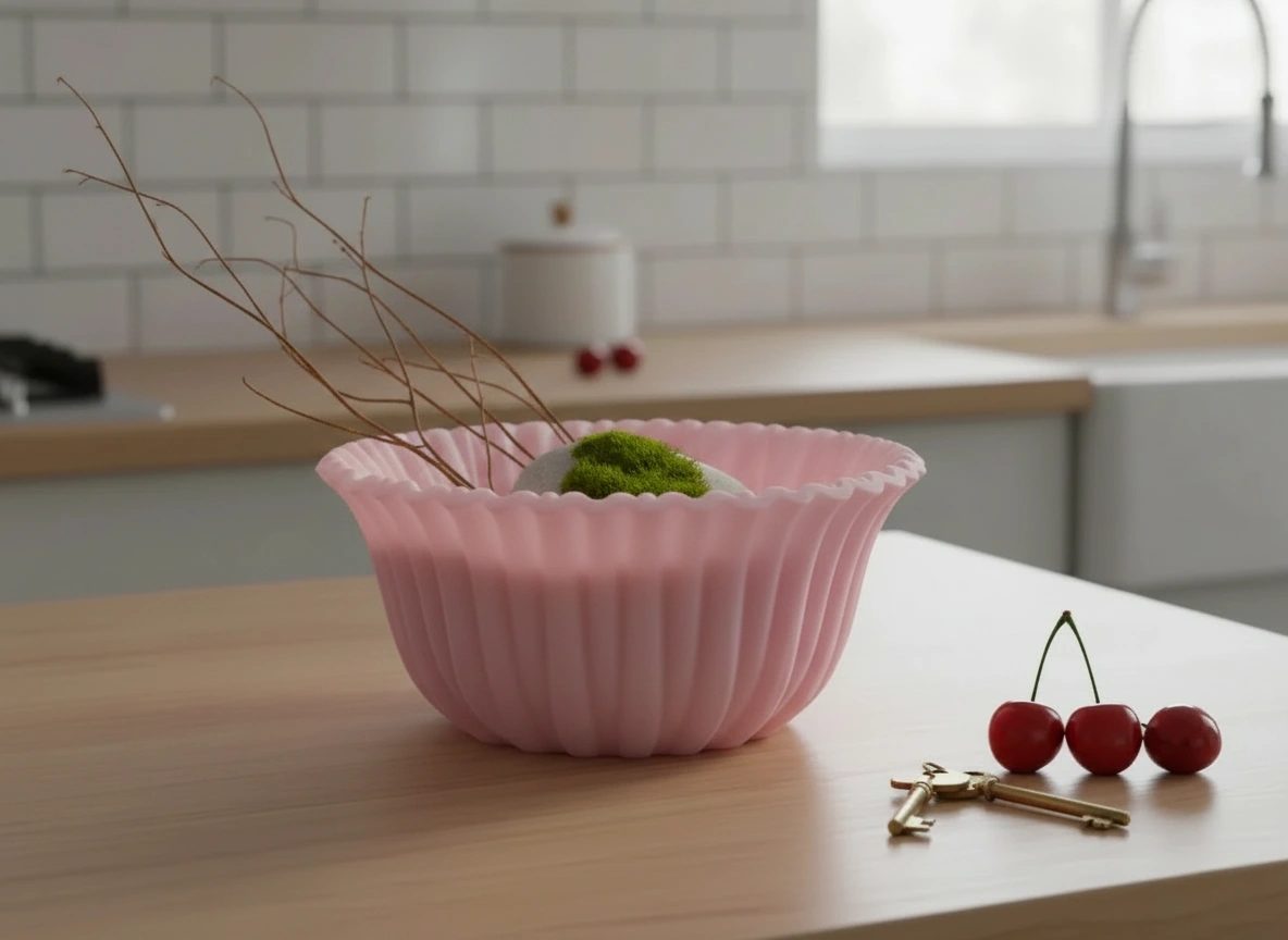 Bol Decorativ Imprimat 3D cu Textură Reliefată, Stil Modern - culoare Roz, imprimare 3D Vibecraft