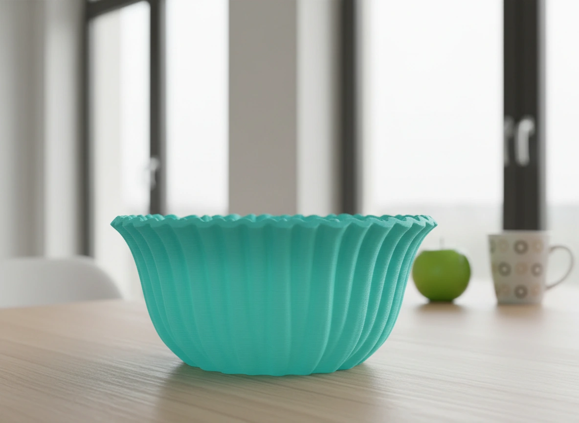 Bol Decorativ Imprimat 3D cu Textură Reliefată, Stil Modern - culoare Albastru verzui, imprimare 3D Vibecraft