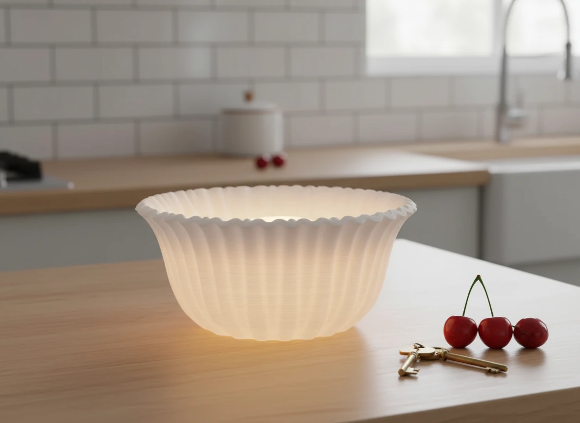 Bol Decorativ Imprimat 3D cu Textură Reliefată, Stil Modern - culoare white studio, produs imprimat 3D Vibecraft