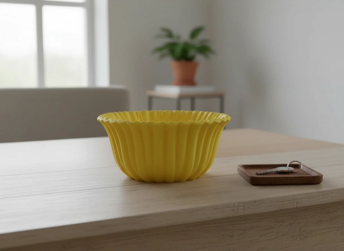 Bol Decorativ Imprimat 3D cu Textură Reliefată, Stil Modern - culoare Galben, imprimare 3D Vibecraft