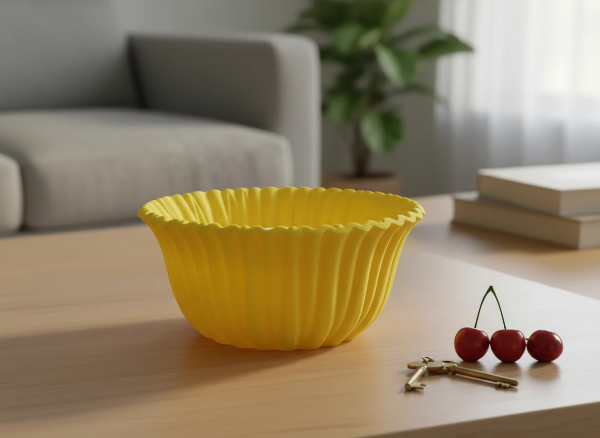 Bol Decorativ Imprimat 3D cu Textură Reliefată, Stil Modern - culoare Galben, imprimare 3D Vibecraft