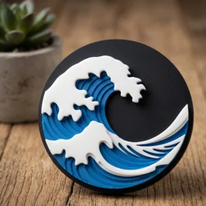 Lampă de veghe LED decorativă în formă de val oceanic 3D - culoare group, produs imprimat 3D Vibecraft