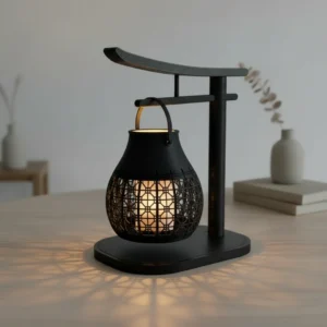 Mini Lampă de veghe LED decorativă cu model geometric și suport - Negru compozit fibra de carbon, imprimare 3D Vibecraft