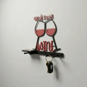 Suport Perete Decorativ pentru Doua Pahare Vin - Negru compozit mat, imprimare 3D Vibecraft