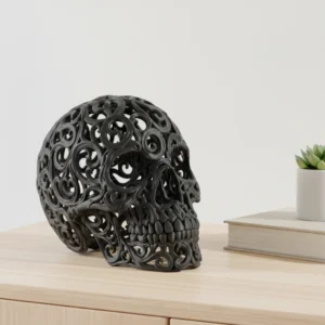 Sculptură Decorativă Ornamentală Perforată, Stil Artistic Modern - Negru compozit mat, imprimare 3D Vibecraft