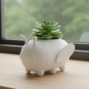 Suport Decorativ pentru Plante Mici și Suculente - culoare white scene, produs imprimat 3D Vibecraft