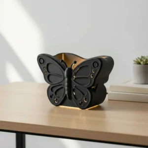 Suport Pixuri decorativ în formă de Fluture pentru Birou - Negru compozit fibra de carbon, imprimare 3D Vibecraft