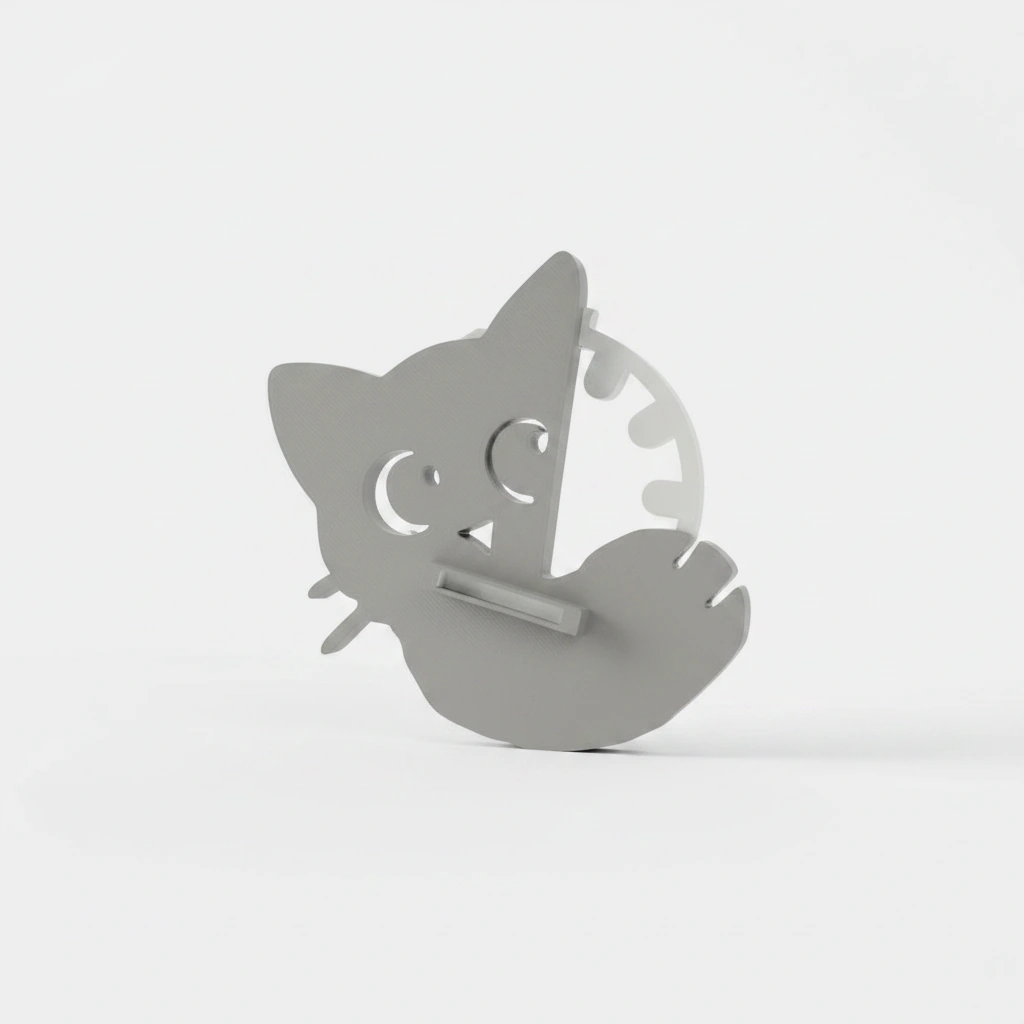 Prinzător Perdea Decorativ Pisică Imprimat 3D - culoare Gri, imprimare 3D Vibecraft