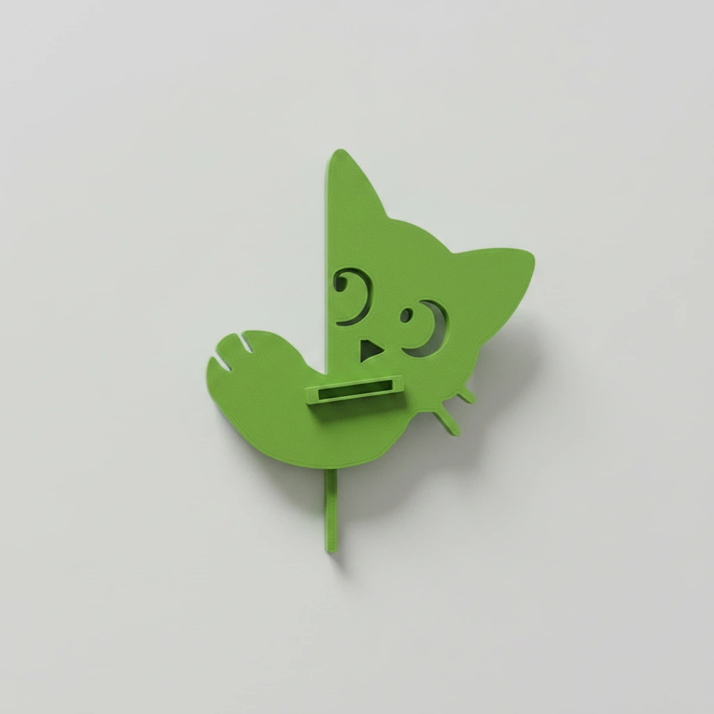 Prinzător Perdea Decorativ Pisică Imprimat 3D - culoare Verde, imprimare 3D Vibecraft