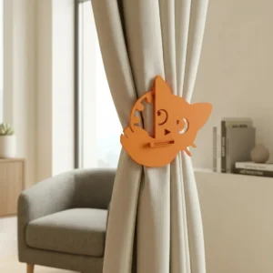 Prinzător Perdea Decorativ Pisică Imprimat 3D - culoare Portocaliu, imprimare 3D Vibecraft