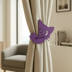 Prinzător Perdea Decorativ Pisică Imprimat 3D - culoare Mov, imprimare 3D Vibecraft
