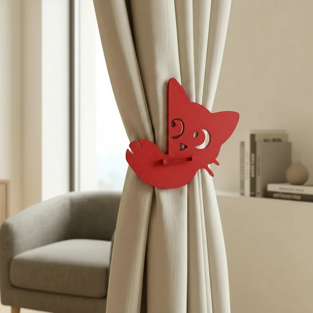Prinzător Perdea Decorativ Pisică Imprimat 3D - culoare Roșu, imprimare 3D Vibecraft