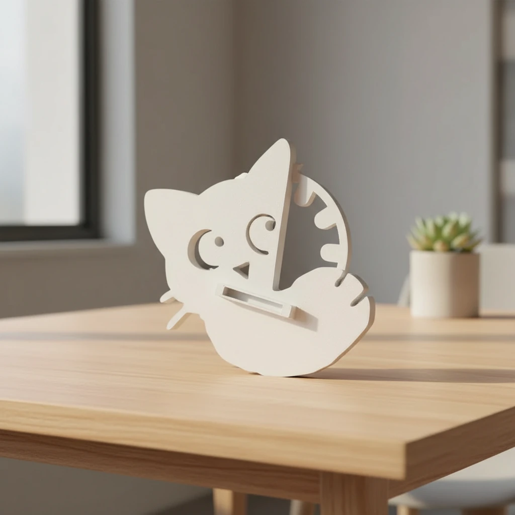 Prinzător Perdea Decorativ Pisică Imprimat 3D - culoare white scene, produs imprimat 3D Vibecraft
