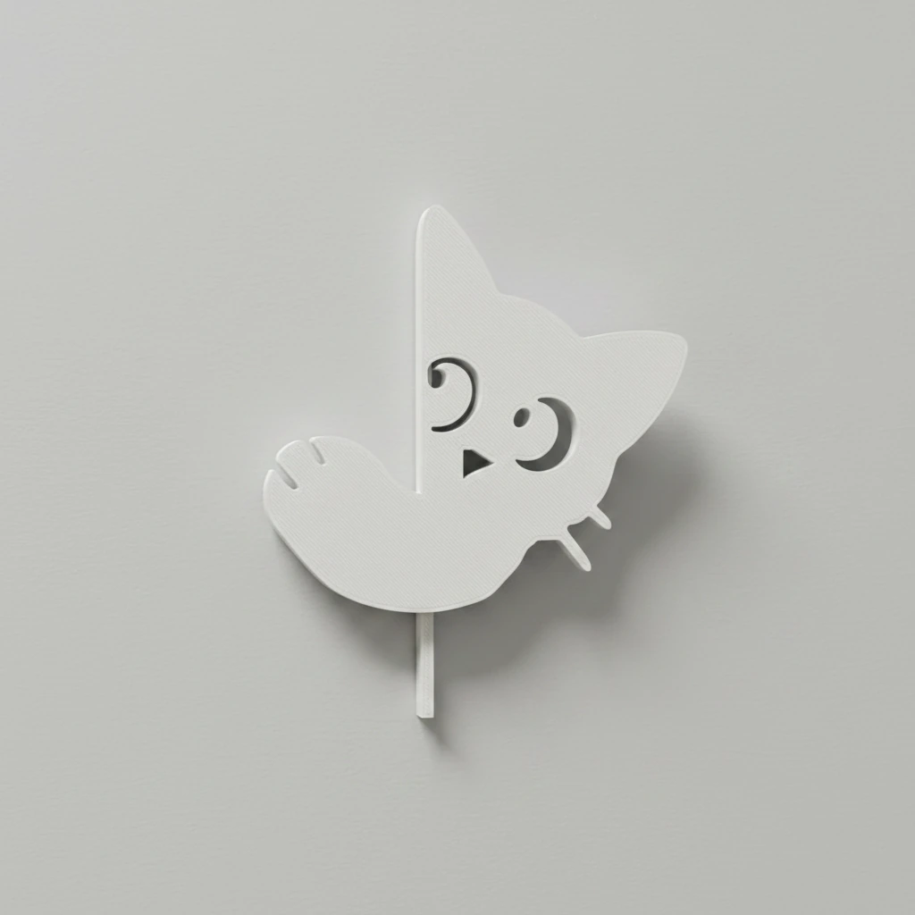 Prinzător Perdea Decorativ Pisică Imprimat 3D - culoare white studio, produs imprimat 3D Vibecraft