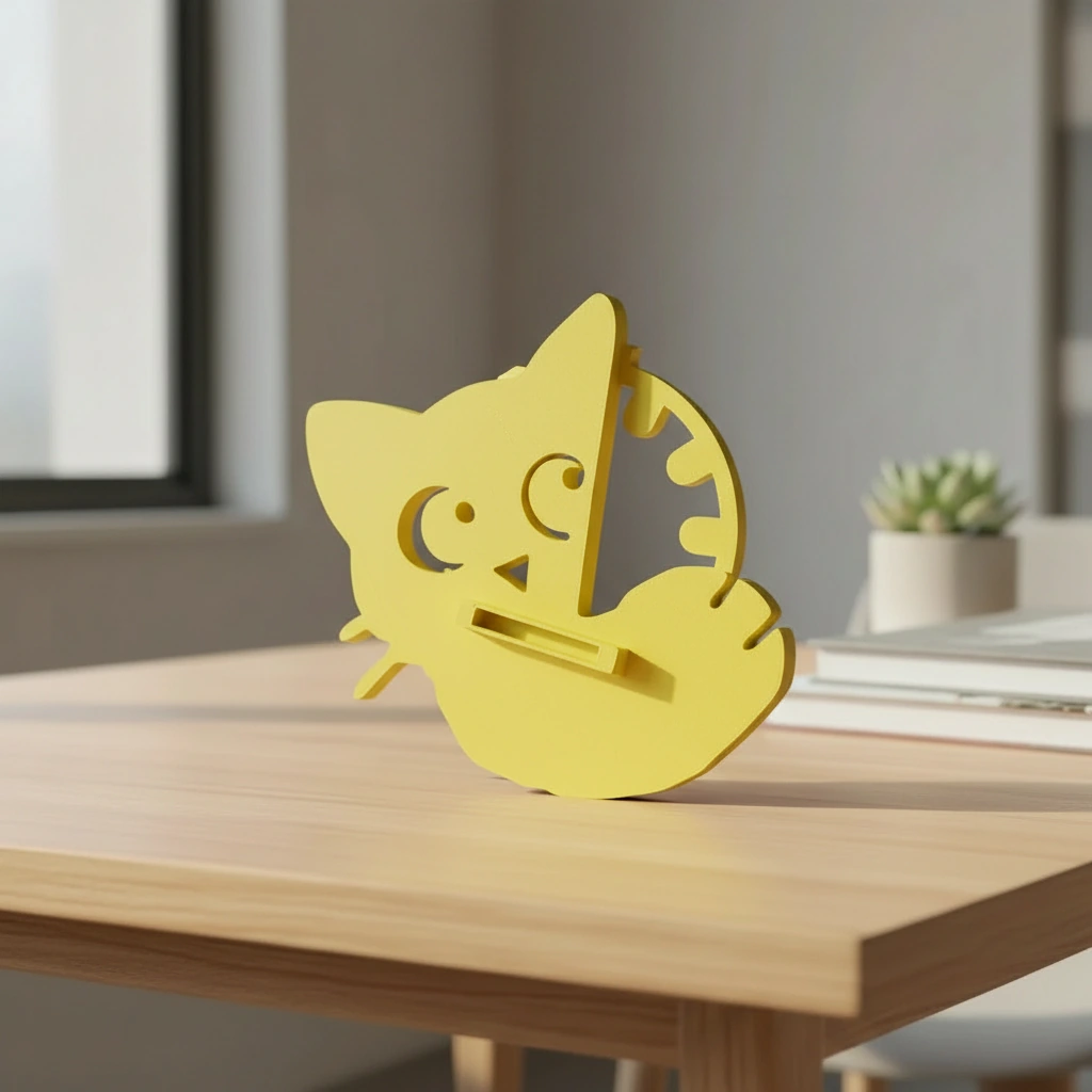Prinzător Perdea Decorativ Pisică Imprimat 3D - culoare Galben, imprimare 3D Vibecraft