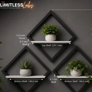 Raft de Perete Geometric Modern, Suport Decorativ pentru Plante și Obiecte Mici - culoare white scene, produs imprimat 3D Vibecraft
