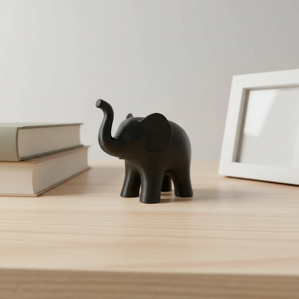Figurina Decorativa Elefant Stil Japandi Imprimata 3D - culoare black studio, produs imprimat 3D Vibecraft