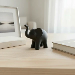 Figurina Decorativa Elefant Stil Japandi Imprimata 3D - Negru compozit mat, imprimare 3D Vibecraft