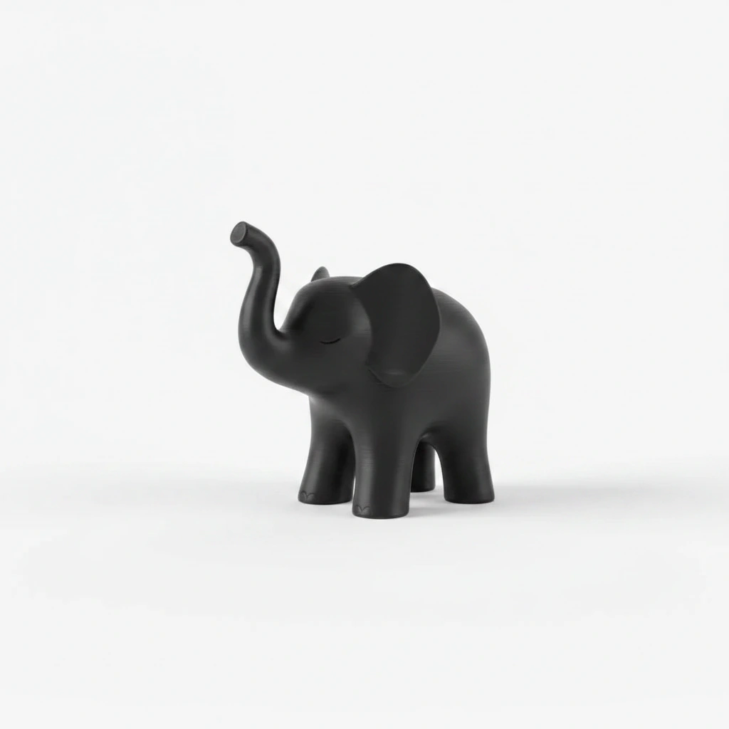 Figurina Decorativa Elefant Stil Japandi Imprimata 3D - Negru compozit mat, imprimare 3D Vibecraft
