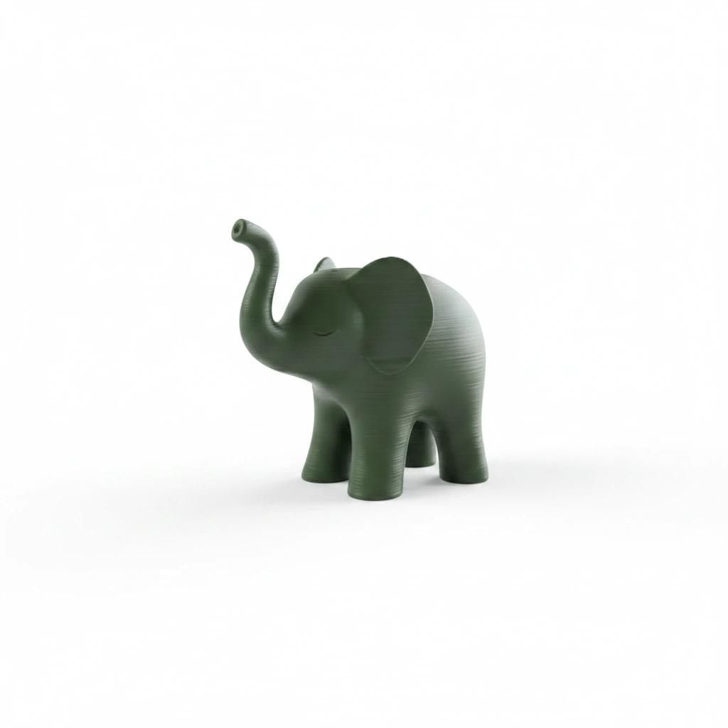 Figurina Decorativa Elefant Stil Japandi Imprimata 3D - Olive green compozit mat, imprimare 3D Vibecraft