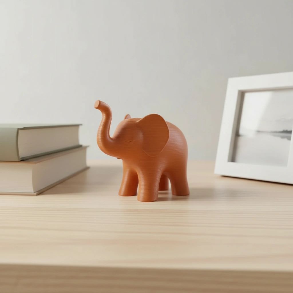 Figurina Decorativa Elefant Stil Japandi Imprimata 3D - Orange compozit mat, imprimare 3D Vibecraft