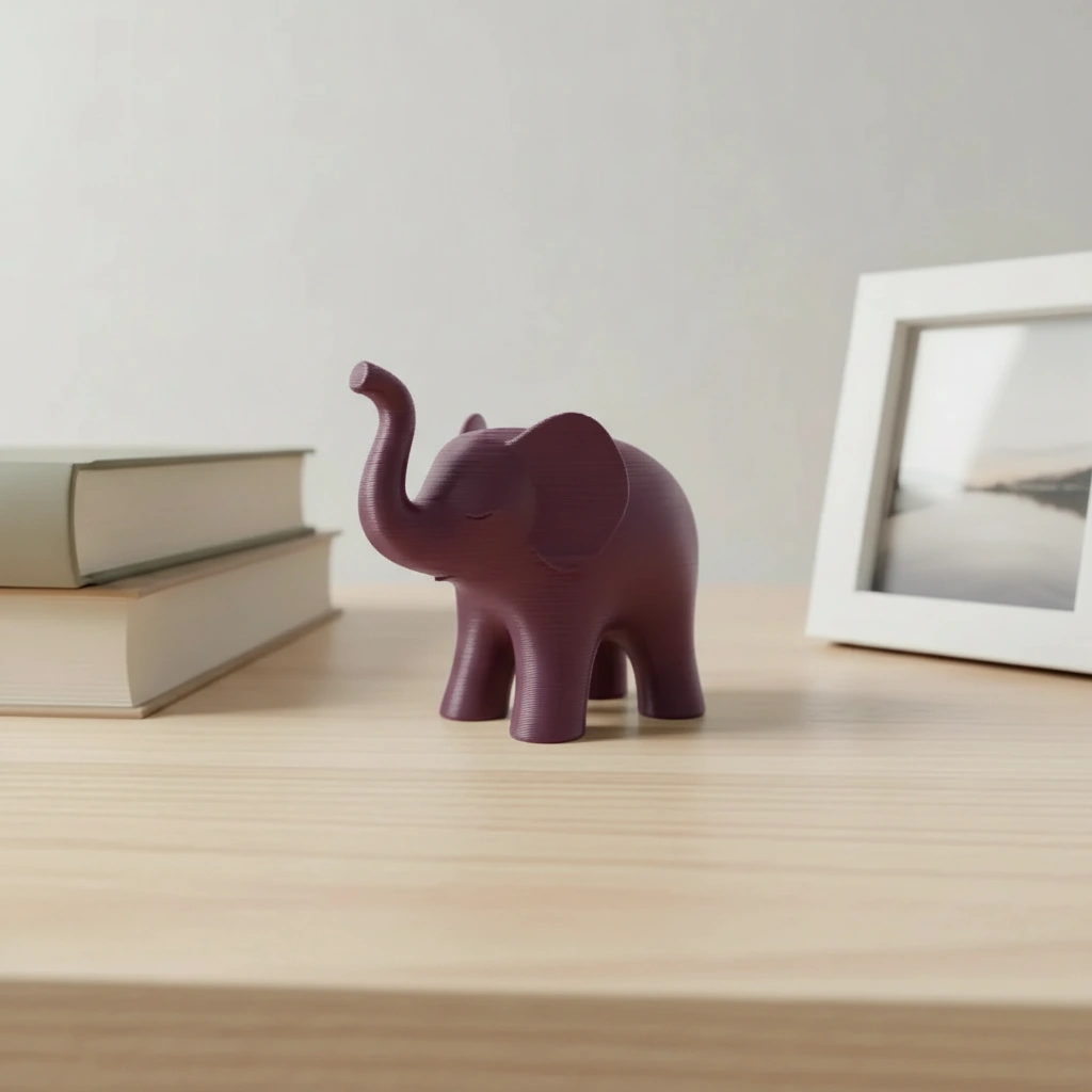 Figurina Decorativa Elefant Stil Japandi Imprimata 3D - Purple red compozit mat, imprimare 3D Vibecraft