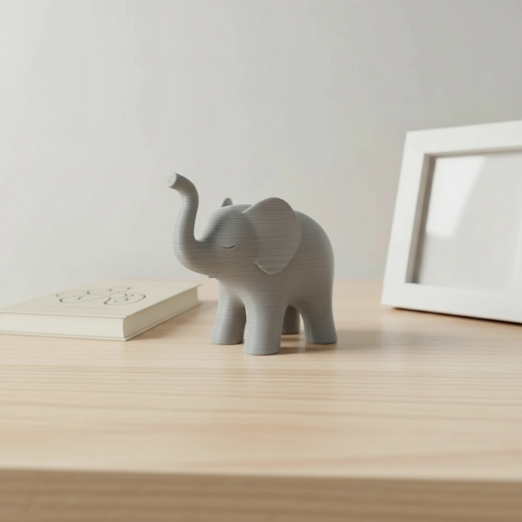 Figurina Decorativa Elefant Stil Japandi Imprimata 3D - culoare Gri, imprimare 3D Vibecraft