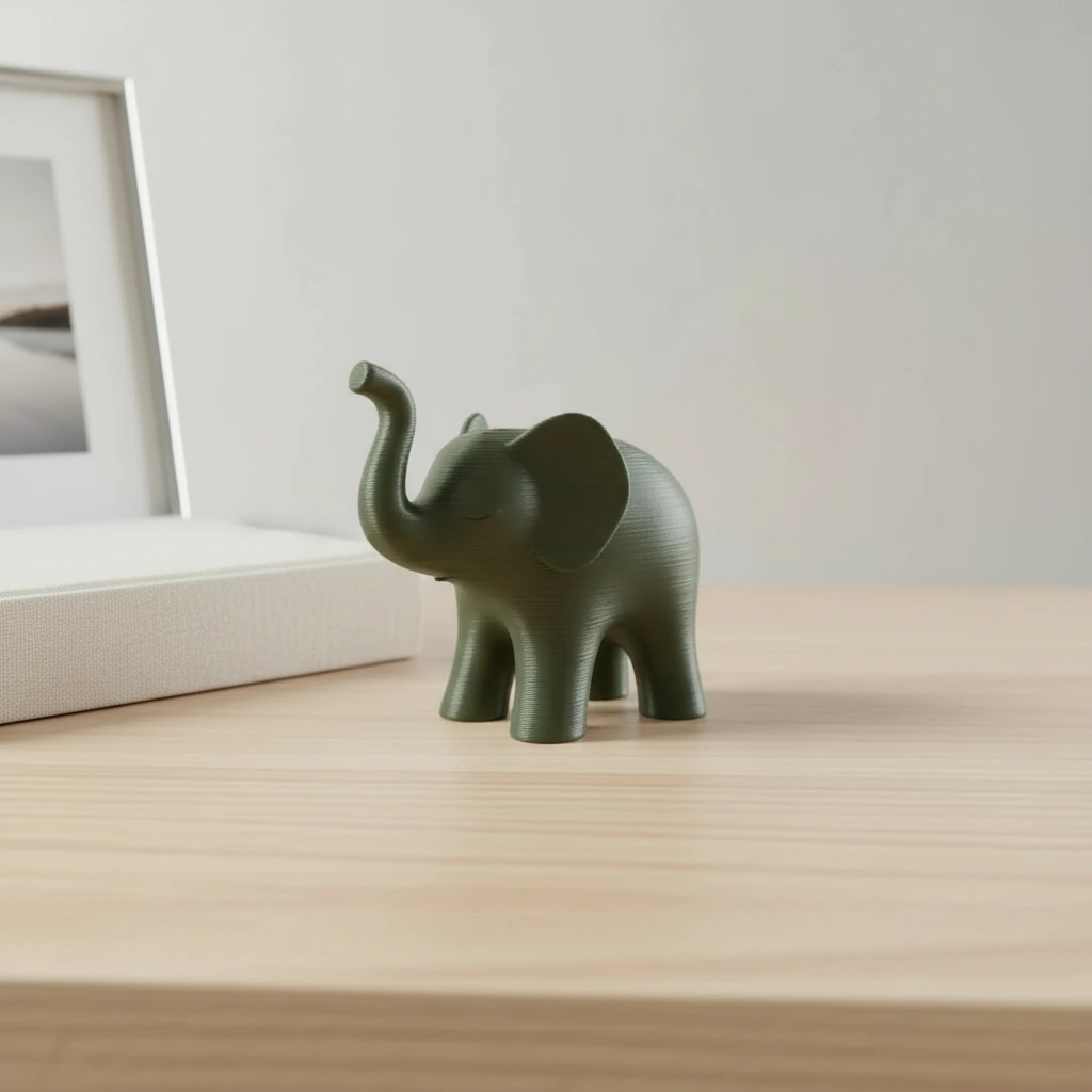 Figurina Decorativa Elefant Stil Japandi Imprimata 3D - culoare Verde, imprimare 3D Vibecraft