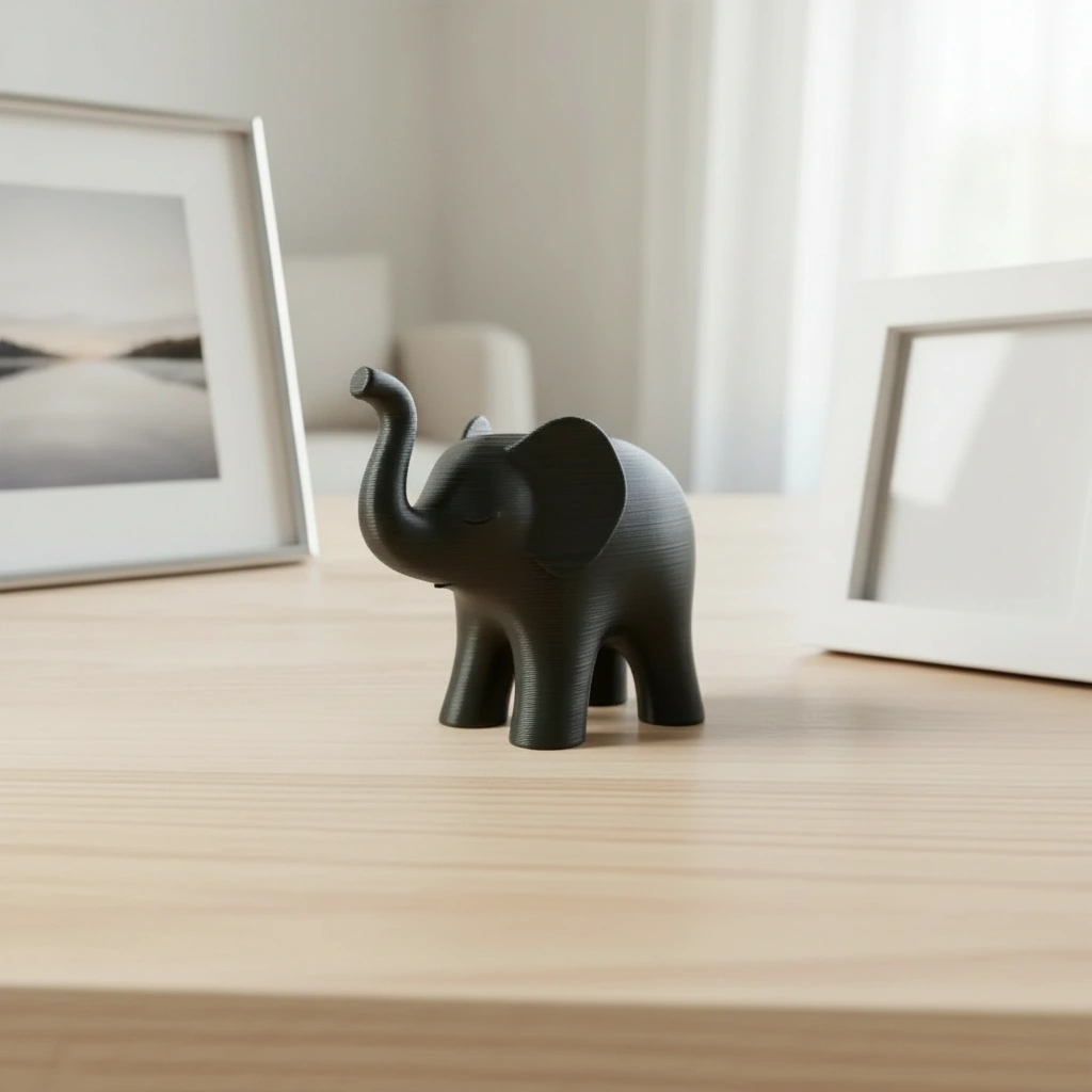 Figurina Decorativa Elefant Stil Japandi Imprimata 3D - culoare Verde, imprimare 3D Vibecraft