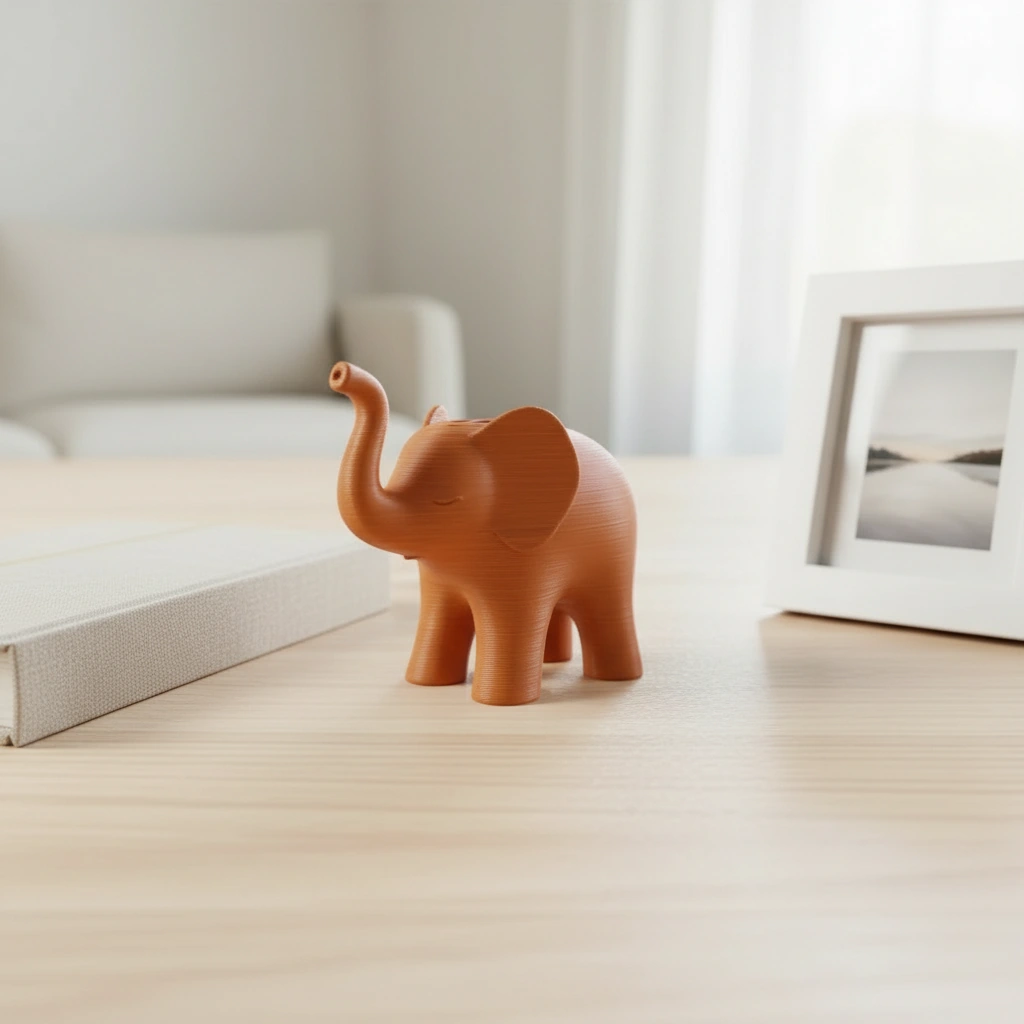 Figurina Decorativa Elefant Stil Japandi Imprimata 3D - culoare Portocaliu, imprimare 3D Vibecraft