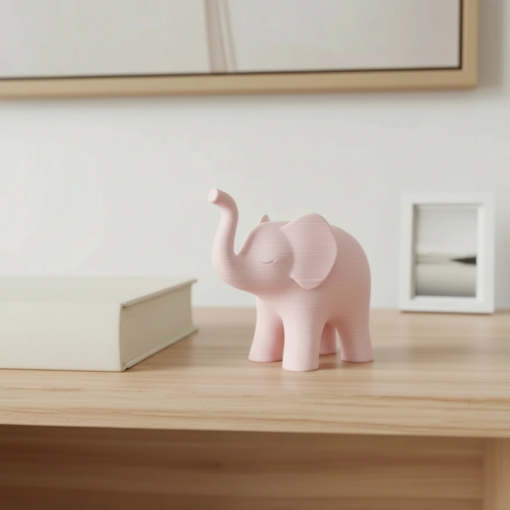 Figurina Decorativa Elefant Stil Japandi Imprimata 3D - culoare Roz, imprimare 3D Vibecraft
