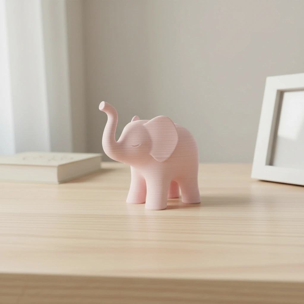 Figurina Decorativa Elefant Stil Japandi Imprimata 3D - culoare Roz, imprimare 3D Vibecraft