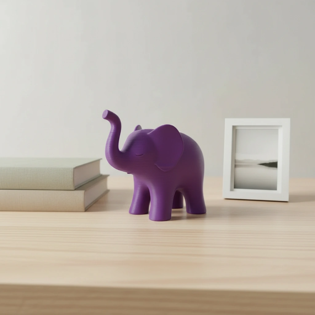 Figurina Decorativa Elefant Stil Japandi Imprimata 3D - culoare Mov, imprimare 3D Vibecraft