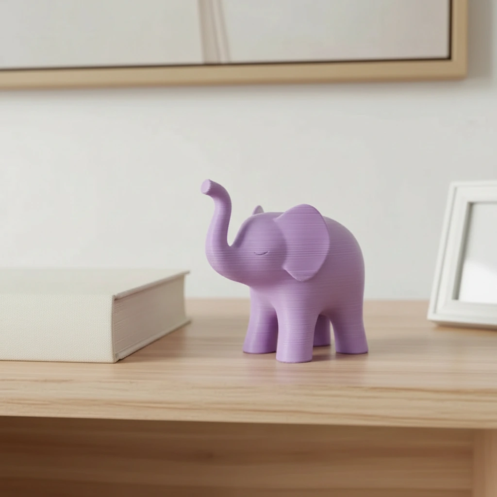 Figurina Decorativa Elefant Stil Japandi Imprimata 3D - culoare Mov, imprimare 3D Vibecraft