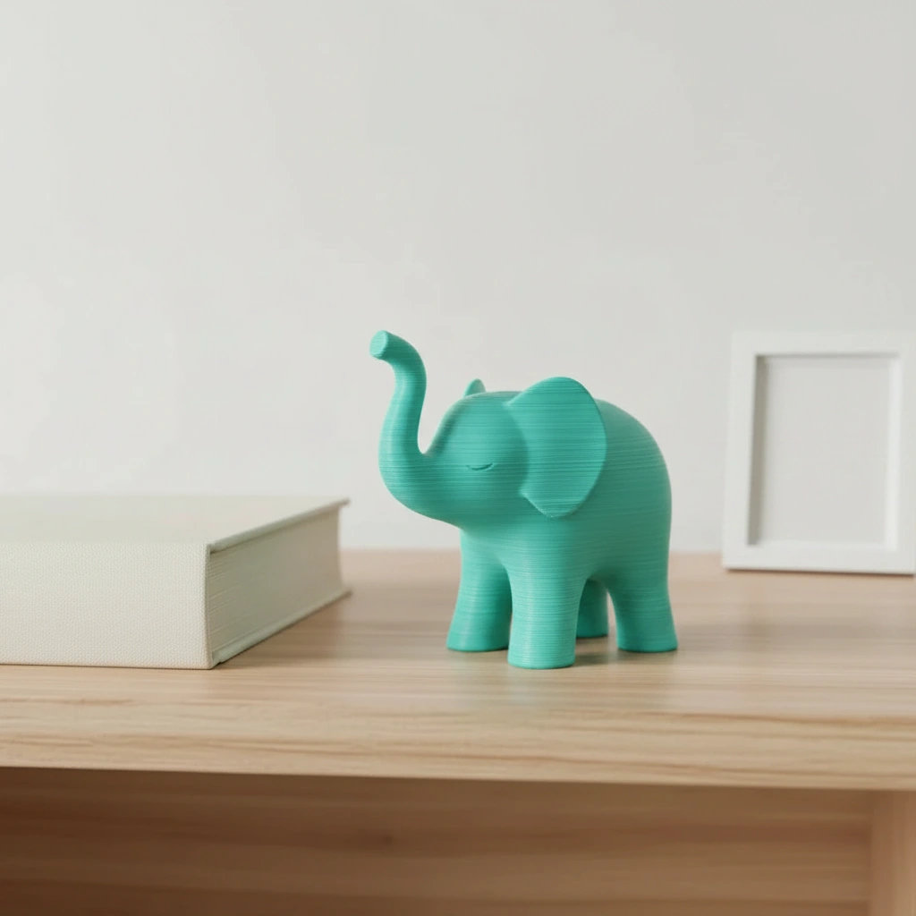 Figurina Decorativa Elefant Stil Japandi Imprimata 3D - culoare Albastru verzui, imprimare 3D Vibecraft