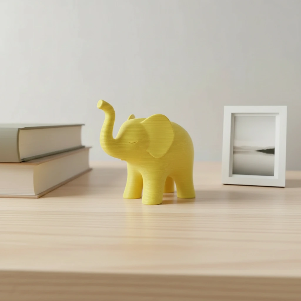 Figurina Decorativa Elefant Stil Japandi Imprimata 3D - culoare Galben, imprimare 3D Vibecraft