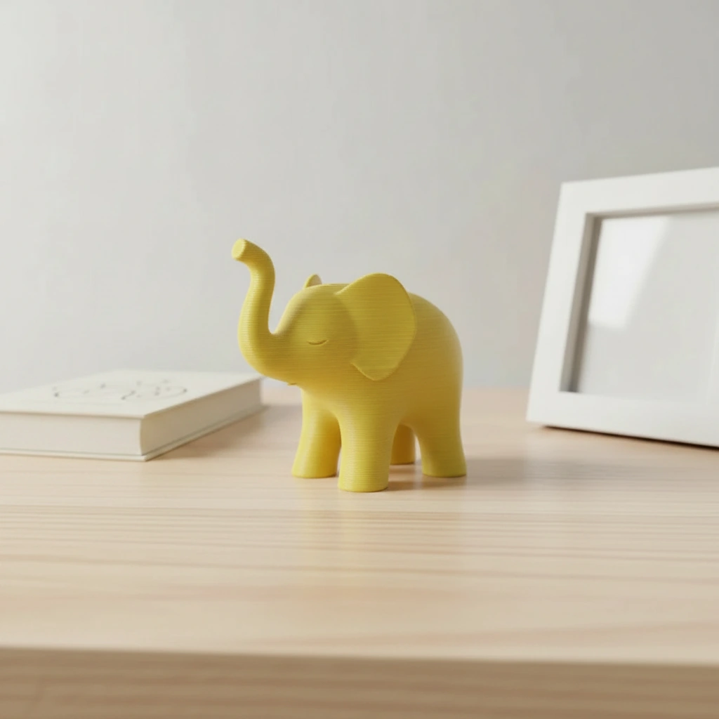 Figurina Decorativa Elefant Stil Japandi Imprimata 3D - culoare Galben, imprimare 3D Vibecraft